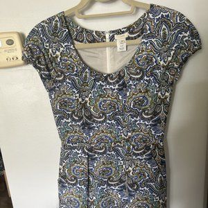 J.Crew Dolores Paisley Scoop Neck Sheath Dress Size 00